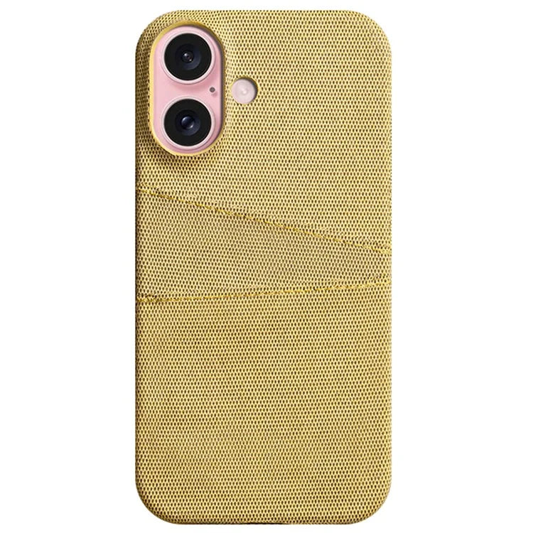 For iPhone 16 Plus Case Cloth + PC Hard Phone Cover with Dual Card Slots