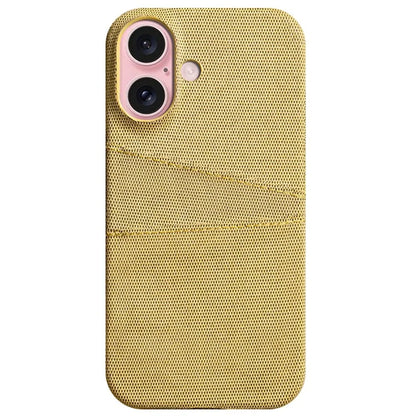 For iPhone 16 Plus Case Cloth + PC Hard Phone Cover with Dual Card Slots