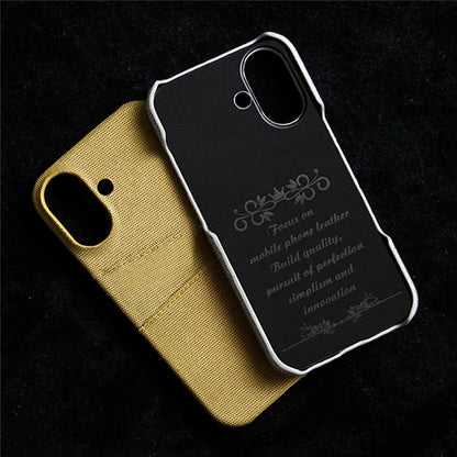 For iPhone 16 Plus Case Cloth + PC Hard Phone Cover with Dual Card Slots