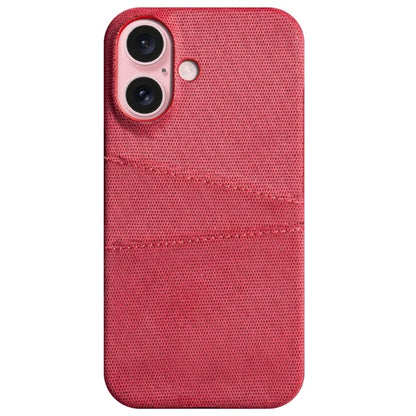 For iPhone 16 Plus Case Cloth + PC Hard Phone Cover with Dual Card Slots