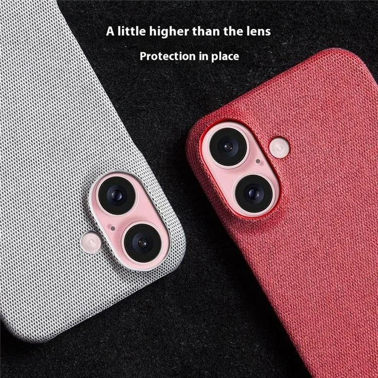 For iPhone 16 Plus Case Cloth Texture Anti-Scratch Protective PC Phone Cover
