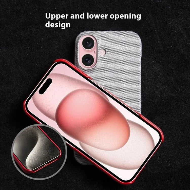 For iPhone 16 Plus Case Cloth Texture Anti-Scratch Protective PC Phone Cover