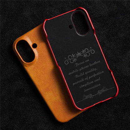 For iPhone 16 Plus Case Calf Texture PU Leather Hard PC Protective Phone Cover