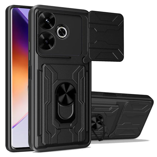 For Xiaomi Redmi 13 4G  /  5G Case PC+TPU Kickstand Phone Back Cover with Camera Slider