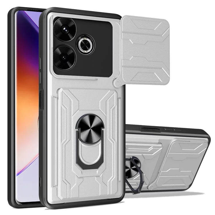 For Xiaomi Redmi 13 4G  /  5G Case PC+TPU Kickstand Phone Back Cover with Camera Slider