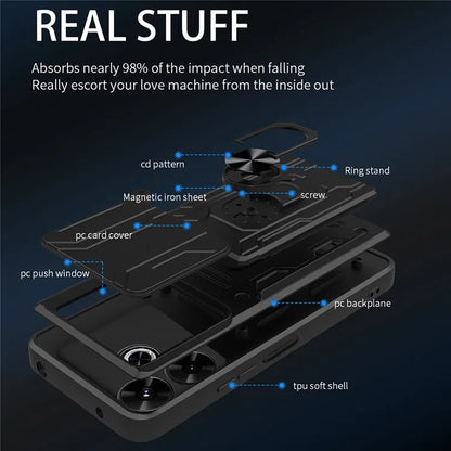 For Xiaomi Redmi 13 4G  /  5G Case PC+TPU Kickstand Phone Back Cover with Camera Slider