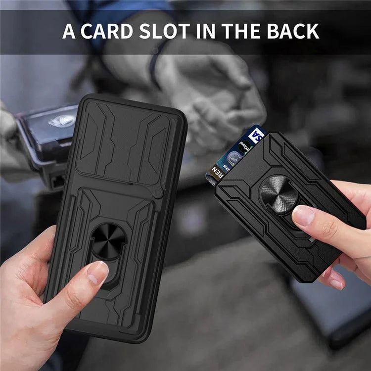 For Xiaomi Redmi 13 4G  /  5G Case PC+TPU Kickstand Phone Back Cover with Camera Slider