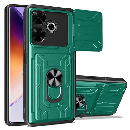 For Xiaomi Redmi 13 4G  /  5G Case PC+TPU Kickstand Phone Back Cover with Camera Slider