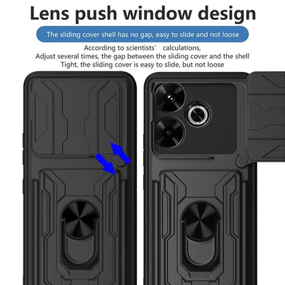 For Xiaomi Redmi 13 4G  /  5G Case PC+TPU Kickstand Phone Back Cover with Camera Slider