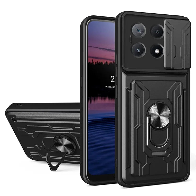 For Xiaomi Redmi K70E 5G  /  Poco X6 Pro 5G Case PC+TPU Kickstand Phone Back Cover with Camera Slider