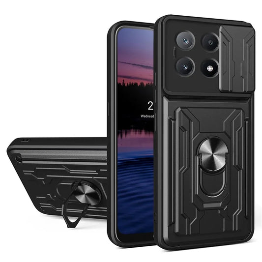 For Xiaomi Redmi K70E 5G  /  Poco X6 Pro 5G Case PC+TPU Kickstand Phone Back Cover with Camera Slider