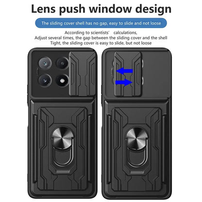 For Xiaomi Redmi K70E 5G  /  Poco X6 Pro 5G Case PC+TPU Kickstand Phone Back Cover with Camera Slider