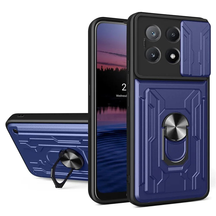 For Xiaomi Redmi K70E 5G  /  Poco X6 Pro 5G Case PC+TPU Kickstand Phone Back Cover with Camera Slider