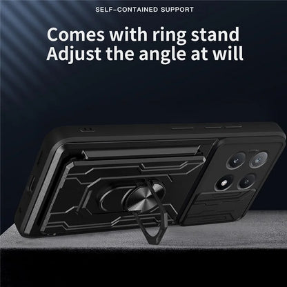 For Xiaomi Redmi K70E 5G  /  Poco X6 Pro 5G Case PC+TPU Kickstand Phone Back Cover with Camera Slider