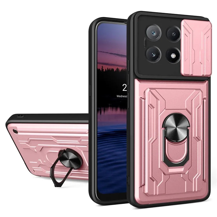 For Xiaomi Redmi K70E 5G  /  Poco X6 Pro 5G Case PC+TPU Kickstand Phone Back Cover with Camera Slider