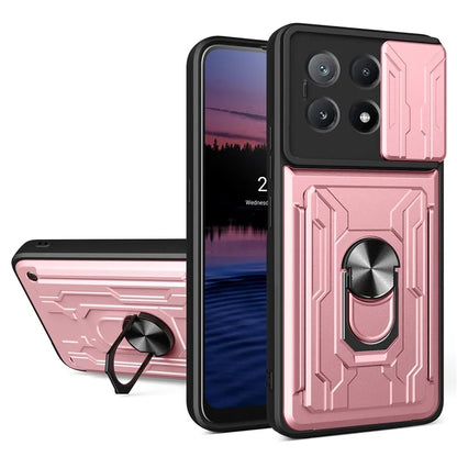 For Xiaomi Redmi K70E 5G  /  Poco X6 Pro 5G Case PC+TPU Kickstand Phone Back Cover with Camera Slider