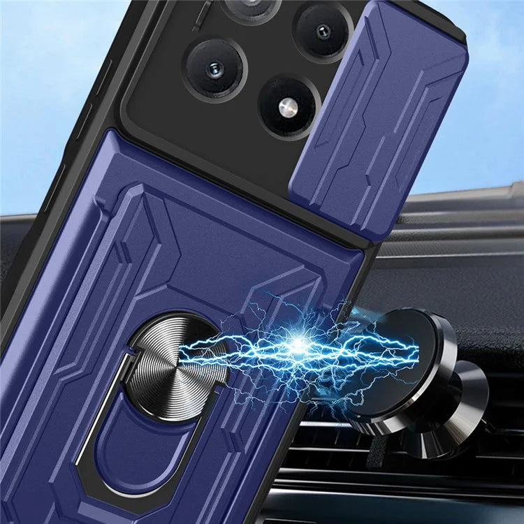 For Xiaomi Redmi K70E 5G  /  Poco X6 Pro 5G Case PC+TPU Kickstand Phone Back Cover with Camera Slider