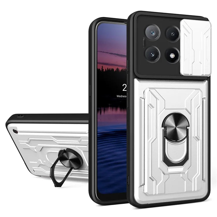 For Xiaomi Redmi K70E 5G  /  Poco X6 Pro 5G Case PC+TPU Kickstand Phone Back Cover with Camera Slider
