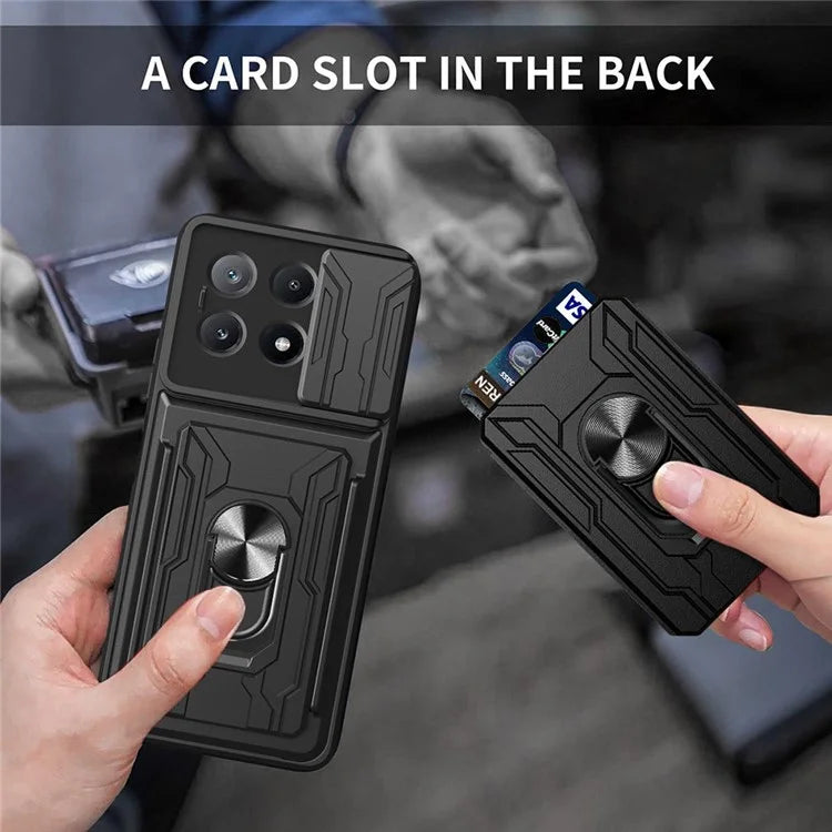 For Xiaomi Redmi K70E 5G  /  Poco X6 Pro 5G Case PC+TPU Kickstand Phone Back Cover with Camera Slider