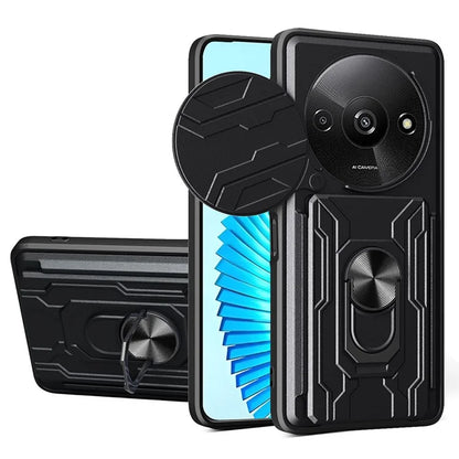 For Xiaomi Redmi A3 4G Case PC+TPU Kickstand Phone Back Cover with Camera Slider