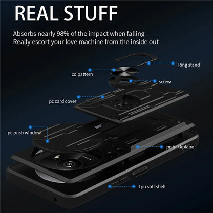 For Xiaomi Redmi A3 4G Case PC+TPU Kickstand Phone Back Cover with Camera Slider