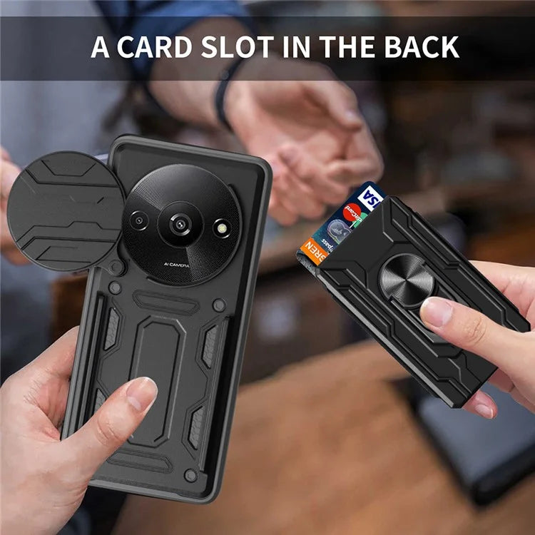 For Xiaomi Redmi A3 4G Case PC+TPU Kickstand Phone Back Cover with Camera Slider