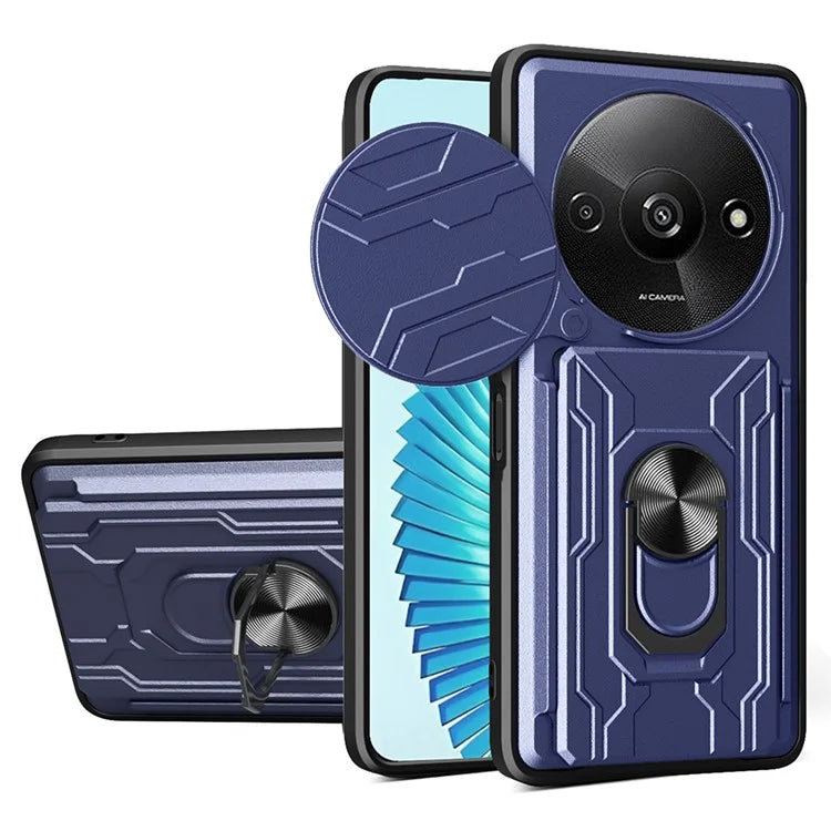 For Xiaomi Redmi A3 4G Case PC+TPU Kickstand Phone Back Cover with Camera Slider