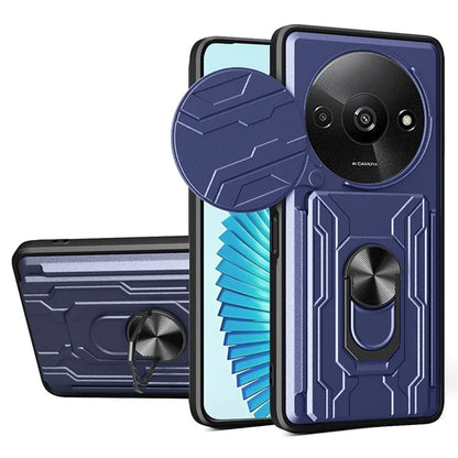 For Xiaomi Redmi A3 4G Case PC+TPU Kickstand Phone Back Cover with Camera Slider