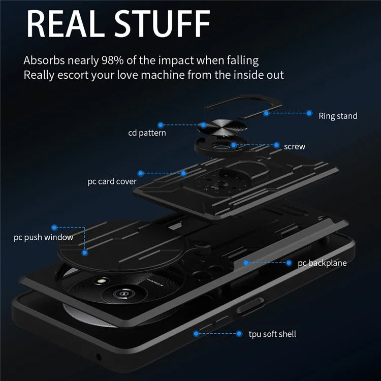 For Xiaomi Redmi A3 4G Case PC+TPU Kickstand Phone Back Cover with Camera Slider
