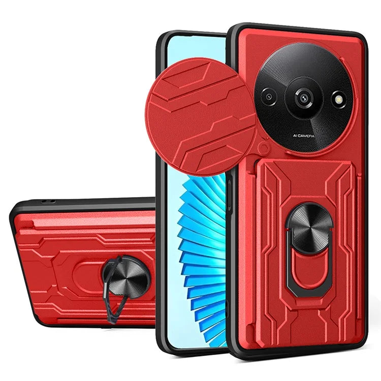 For Xiaomi Redmi A3 4G Case PC+TPU Kickstand Phone Back Cover with Camera Slider