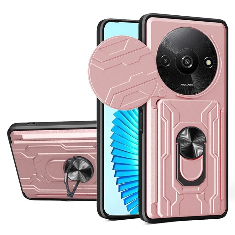 For Xiaomi Redmi A3 4G Case PC+TPU Kickstand Phone Back Cover with Camera Slider