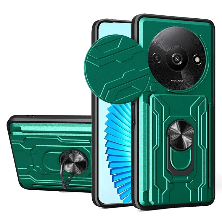 For Xiaomi Redmi A3 4G Case PC+TPU Kickstand Phone Back Cover with Camera Slider