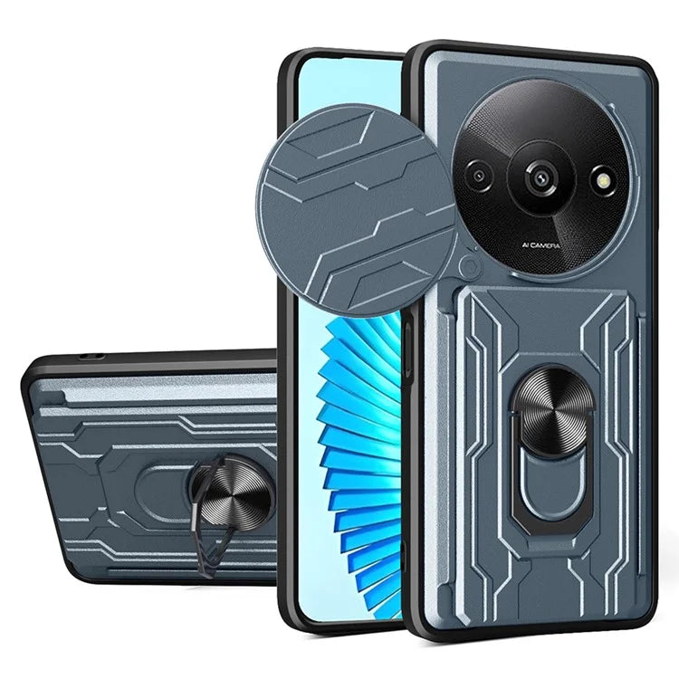 For Xiaomi Redmi A3 4G Case PC+TPU Kickstand Phone Back Cover with Camera Slider
