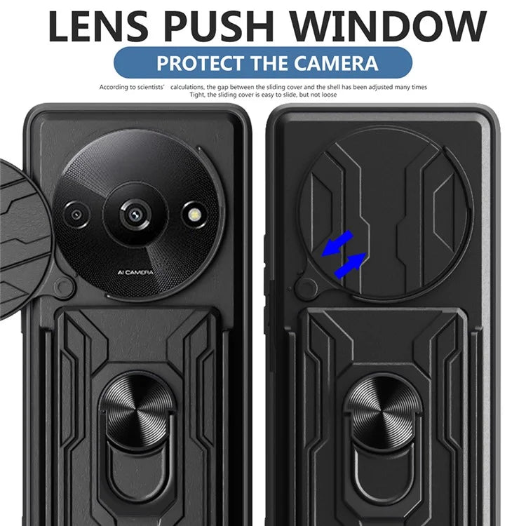 For Xiaomi Redmi A3 4G Case PC+TPU Kickstand Phone Back Cover with Camera Slider