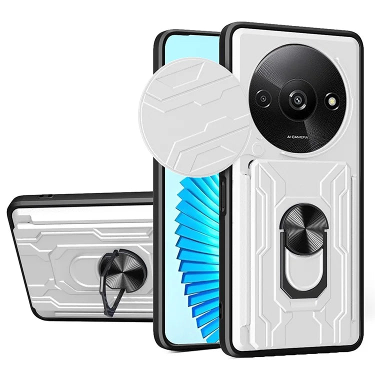 For Xiaomi Redmi A3 4G Case PC+TPU Kickstand Phone Back Cover with Camera Slider