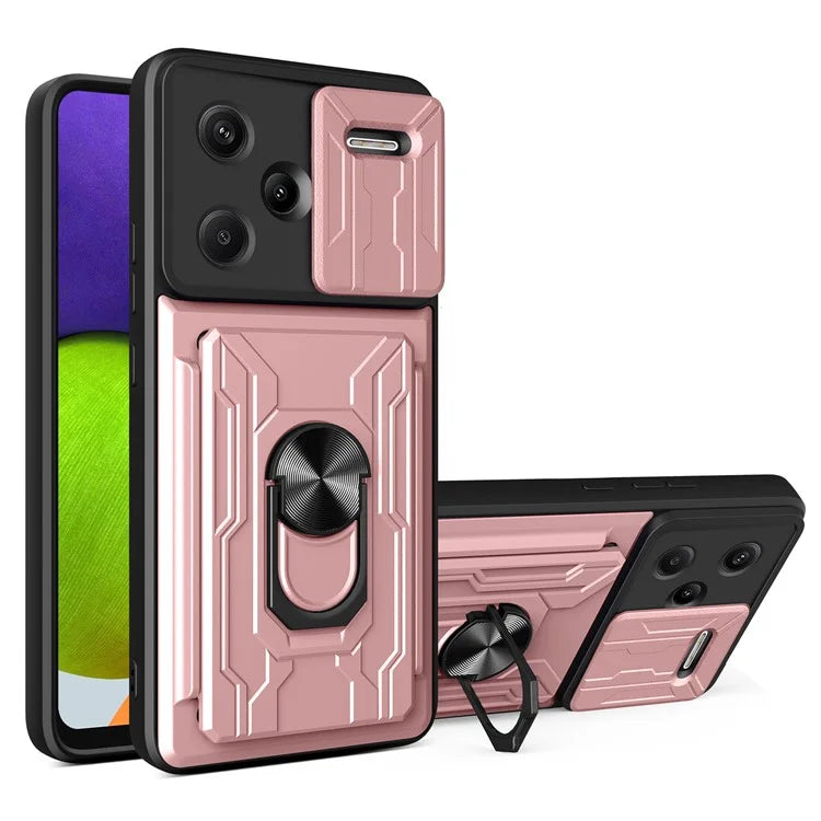 For Xiaomi Redmi Note 13 Pro+ 5G Case PC+TPU Kickstand Phone Back Cover with Camera Slider