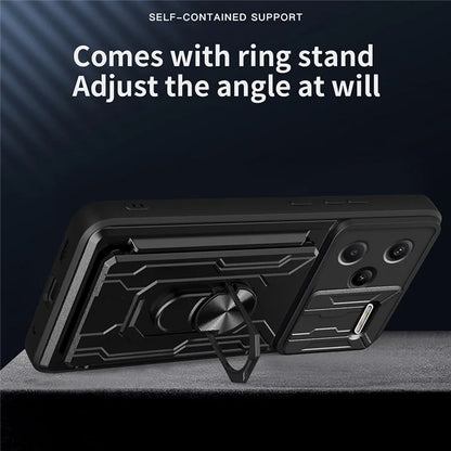 For Xiaomi Redmi Note 13 Pro+ 5G Case PC+TPU Kickstand Phone Back Cover with Camera Slider