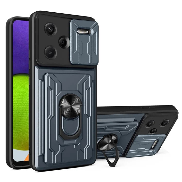 For Xiaomi Redmi Note 13 Pro+ 5G Case PC+TPU Kickstand Phone Back Cover with Camera Slider