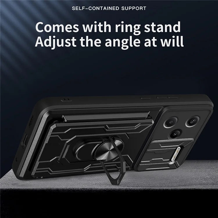 For Xiaomi Redmi Note 13 Pro+ 5G Case PC+TPU Kickstand Phone Back Cover with Camera Slider