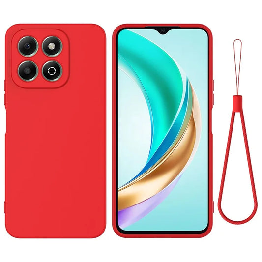 For Honor X6b 4G Case Anti-Drop Liquid Silicone Phone Cover with Strap