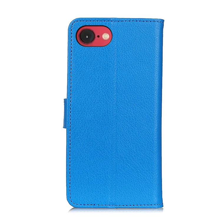 For iPhone SE (2024) Wallet Case PU Leather Phone Cover Litchi Texture