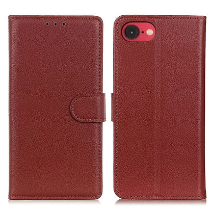 For iPhone SE (2024) Wallet Case PU Leather Phone Cover Litchi Texture