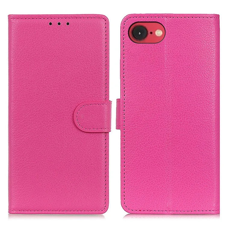 For iPhone SE (2024) Wallet Case PU Leather Phone Cover Litchi Texture