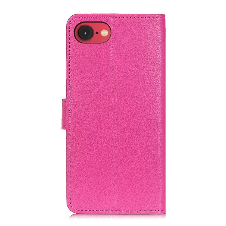 For iPhone SE (2024) Wallet Case PU Leather Phone Cover Litchi Texture