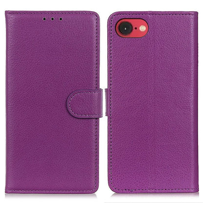 For iPhone SE (2024) Wallet Case PU Leather Phone Cover Litchi Texture