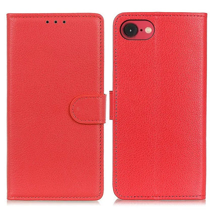 For iPhone SE (2024) Wallet Case PU Leather Phone Cover Litchi Texture