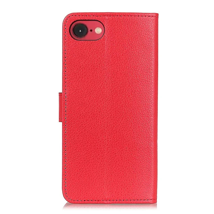 For iPhone SE (2024) Wallet Case PU Leather Phone Cover Litchi Texture