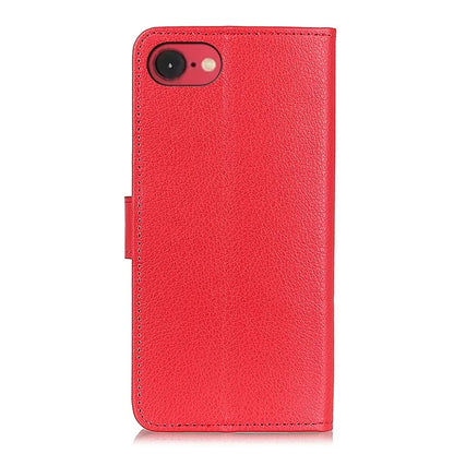 For iPhone SE (2024) Wallet Case PU Leather Phone Cover Litchi Texture