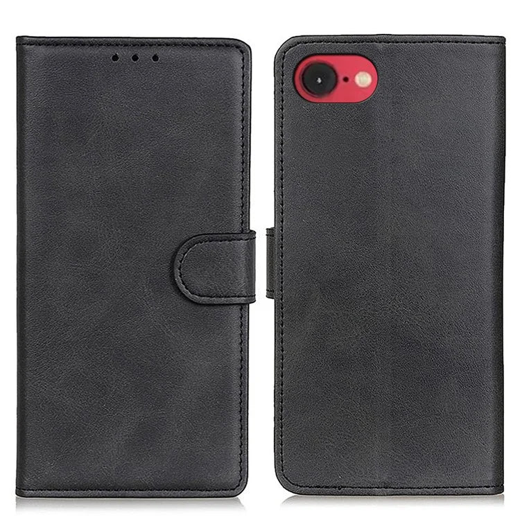 For iPhone SE (2024) Stand Wallet Case Cowhide Texture Leather Phone Cover