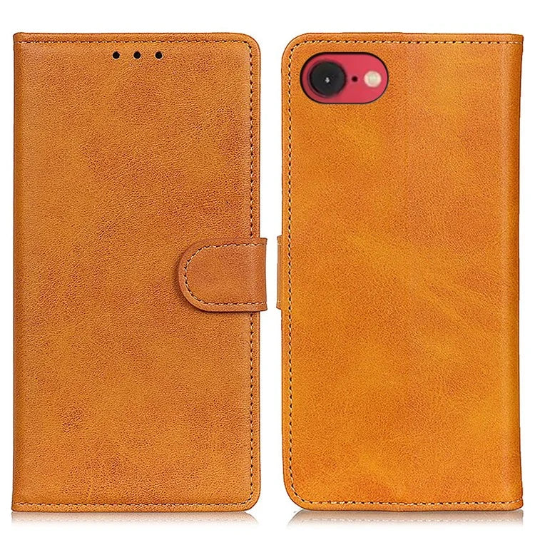 For iPhone SE (2024) Stand Wallet Case Cowhide Texture Leather Phone Cover